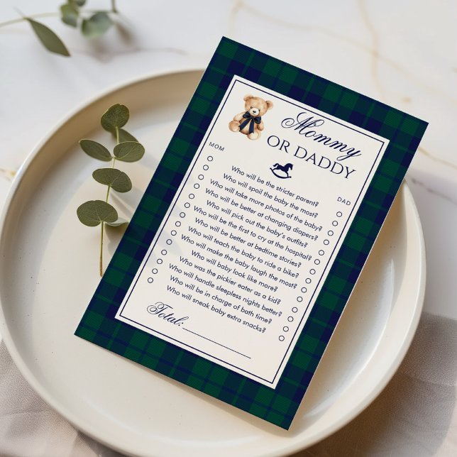 Mommy or Daddy Teddy Bear Navy Plaid game (Skapare uppladdad)