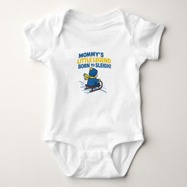 Mommy’s Little Legend – Born to Sleigh T Shirt (Framsida)