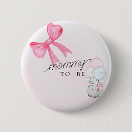 Mommy To Be Baby Shower Button with Pink Bow  Knapp