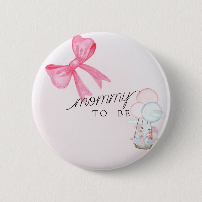 Mommy To Be Baby Shower Button with Pink Bow  Knapp (Framsida)