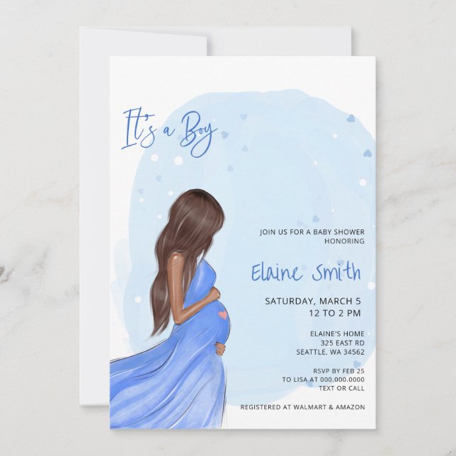 Mommy to Be Blue Its a Boy Baby Shower Invitation Inbjudningar (Framsida)