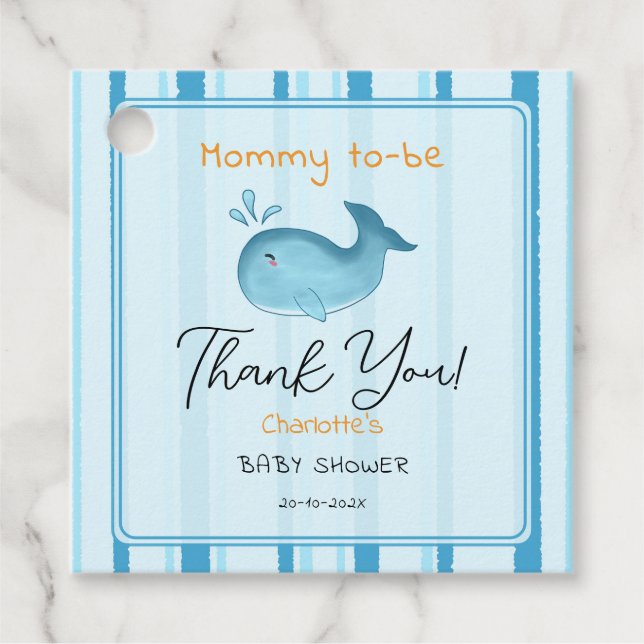 Mommy To Be Cute Whale Baby Shower Gåvor Etiketter (Framsida)