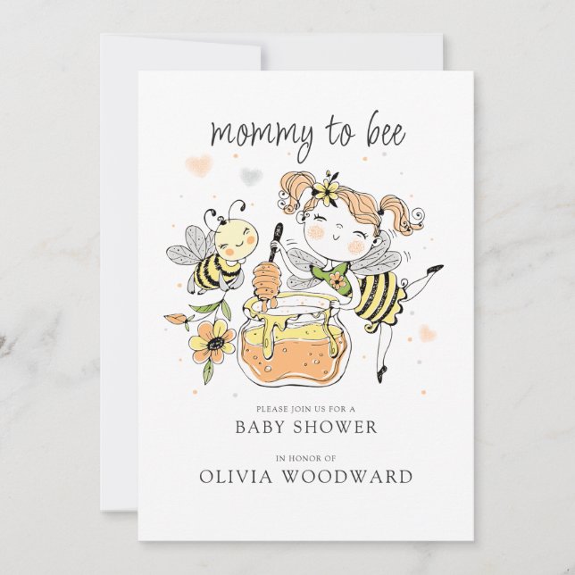 Mommy To Bee Baby Shower  Inbjudningar (Framsida)
