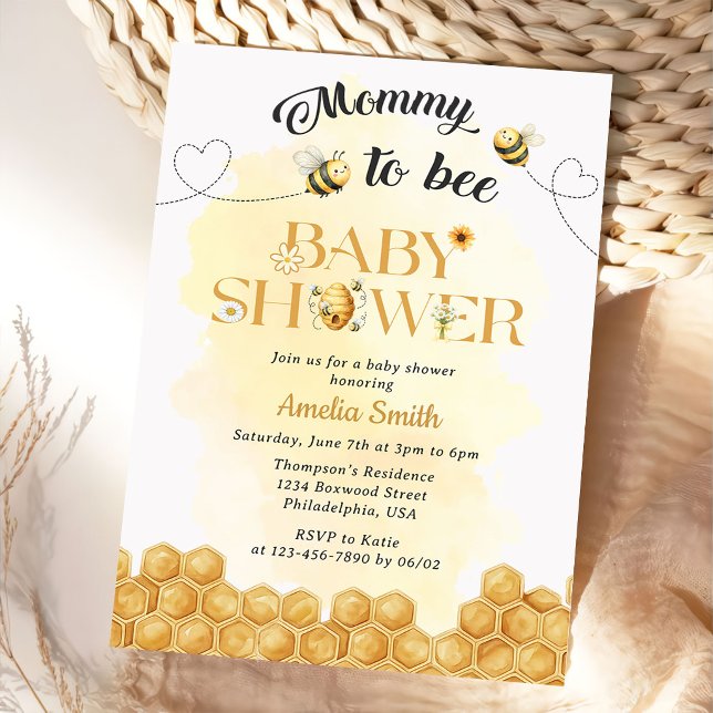 Mommy To Bee Baby Shower Invitation Inbjudningar (Skapare uppladdad)