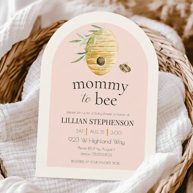 Mommy To Bee Blush Pink Bumblebee Baby Shower Inbjudningar (Skapare uppladdad)