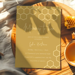 Mommy To Bee Honeycomb Golden Beige Baby Shower Inbjudningar