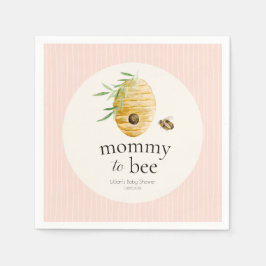Mommy To Bee Striped Blush Pink Girl Baby Shower  Pappersservett