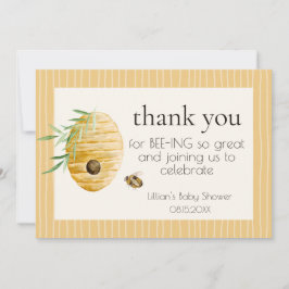 Mommy To Bee Striped Yellow Honey Bee Baby Shower Tack Kort