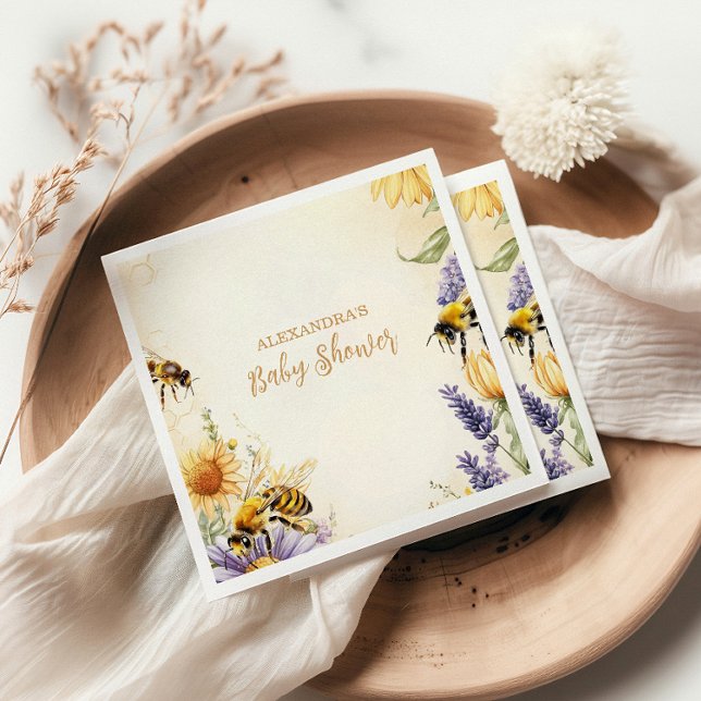 Mommy to Bee Wildflowers Baby Shower Pappersservett (Skapare uppladdad)