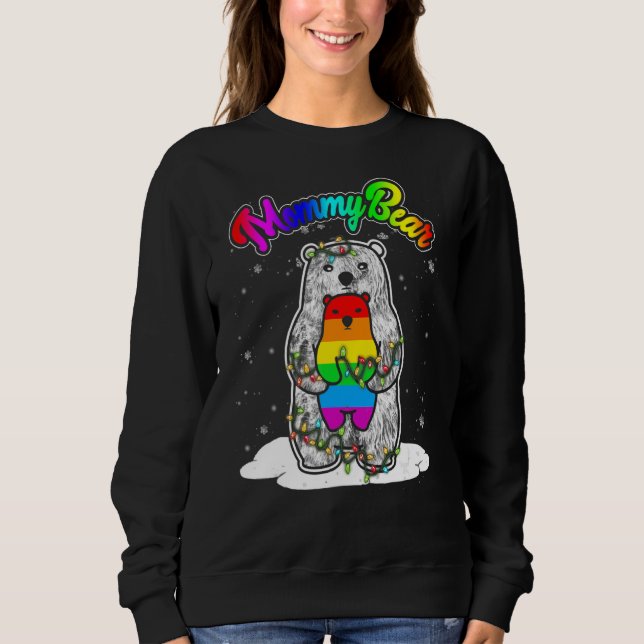 Mommybjörn Mamma Bear Mors dag Rainbow Bear T Shirt (Framsida)