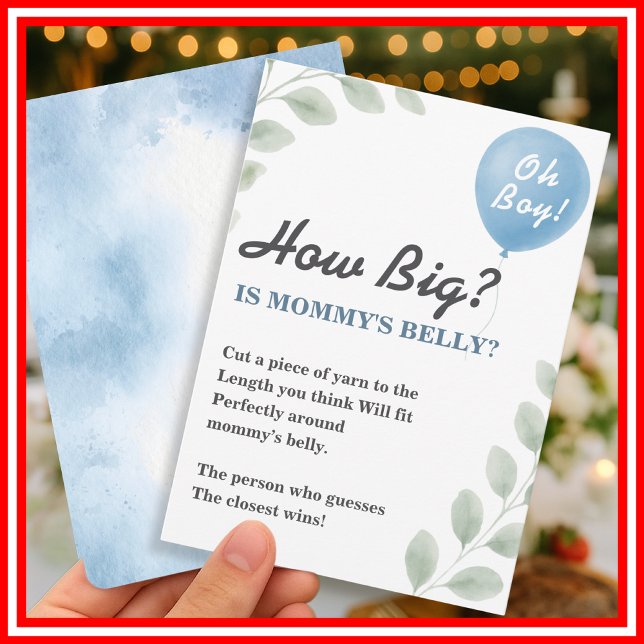 Mommys Belly Baby Shower Game Balloon Eucalyptus Inbjudningar (Skapare uppladdad)