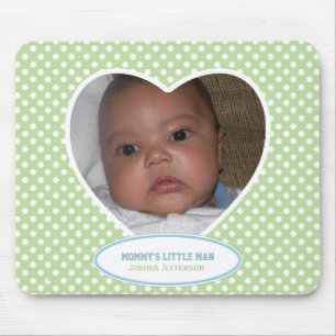 Mommys lite man: Grön hjärta: Bild Mousepad Musmatta