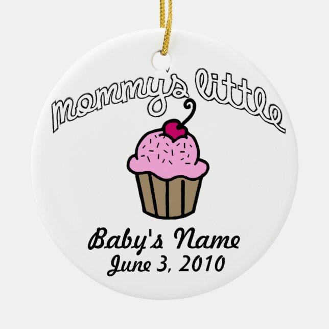 Mommys lite muffin - rosa - ditt namn julgransprydnad keramik (Framsidan)