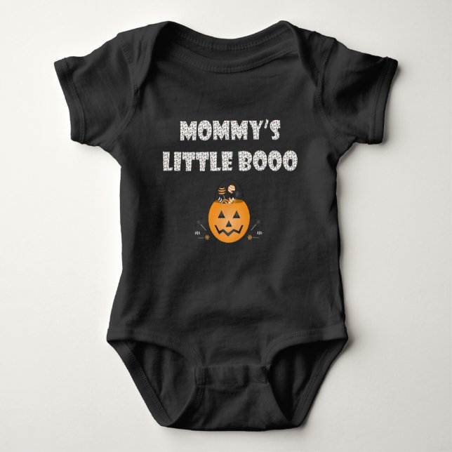 Mommys Little Boo Halloween Candy Jack o lantern T Shirt (Framsida)