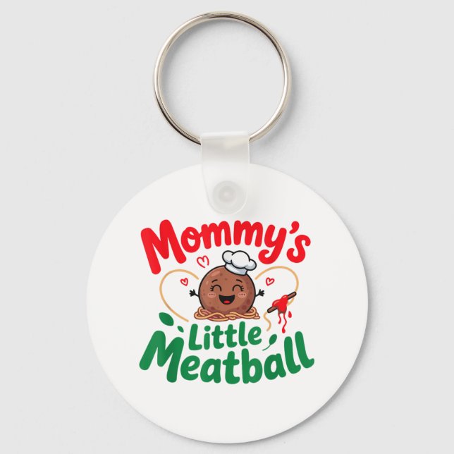 Mommys Little Meatball Italienska familjen Kids Ba Nyckelring (Framsida)