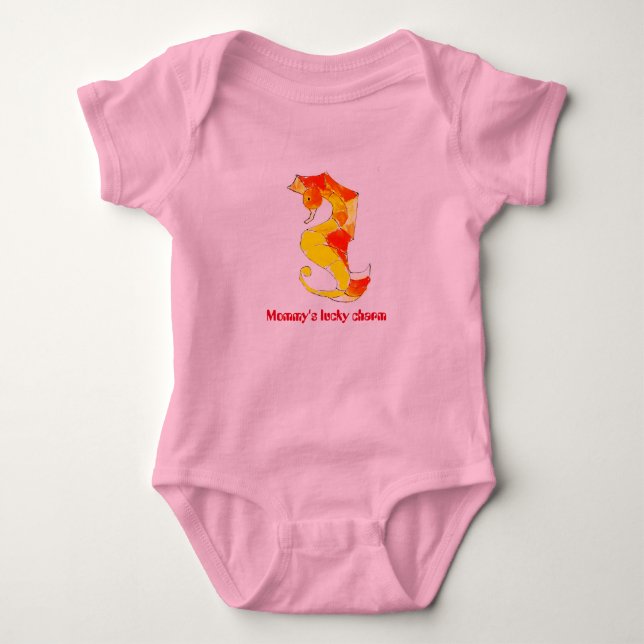 Mommys lyckliga berlock - seahorsebebisbodysuit tee shirt (Framsida)