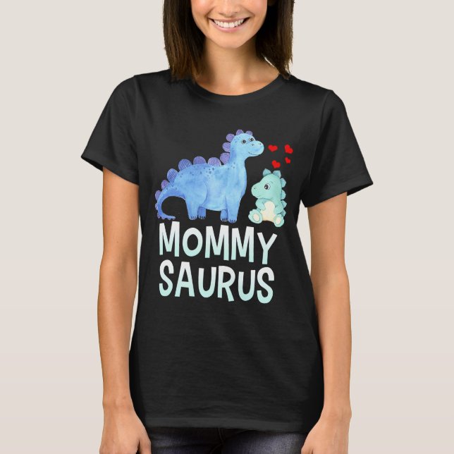 Mommysaurus Dinosaur Baby Shower for Mamma T Shirt (Framsida)