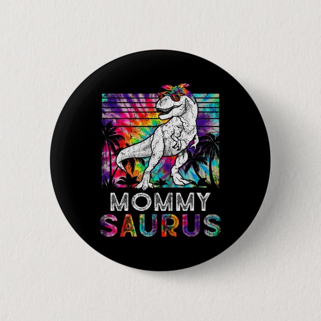 Mommysaurus Dinosaur Mamma Saurus Familj Matchande Knapp (Framsida)