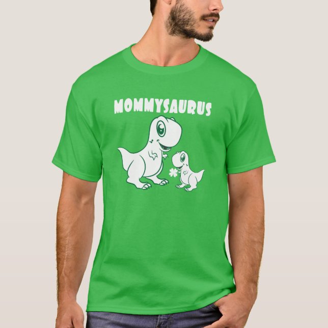 Mommysaurus-St patricks day-Dinosaur-Shamrock T-Sh T Shirt (Framsida)