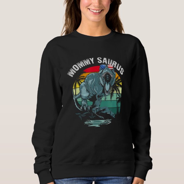 Mommysaurus T Rex Dinosaur Mamma Saurus Us Flagga  Shirt (Framsida)