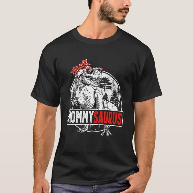 Mommysaurus t Rex Dinosaurs Bandana Saurus-familje T Shirt (Framsida)