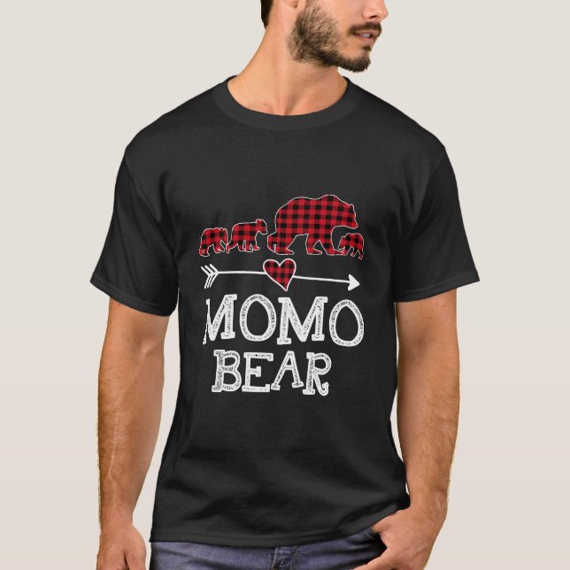 Momo Bear jul jul Pajama Red Play Buffalo Famil T Shirt (Framsida)