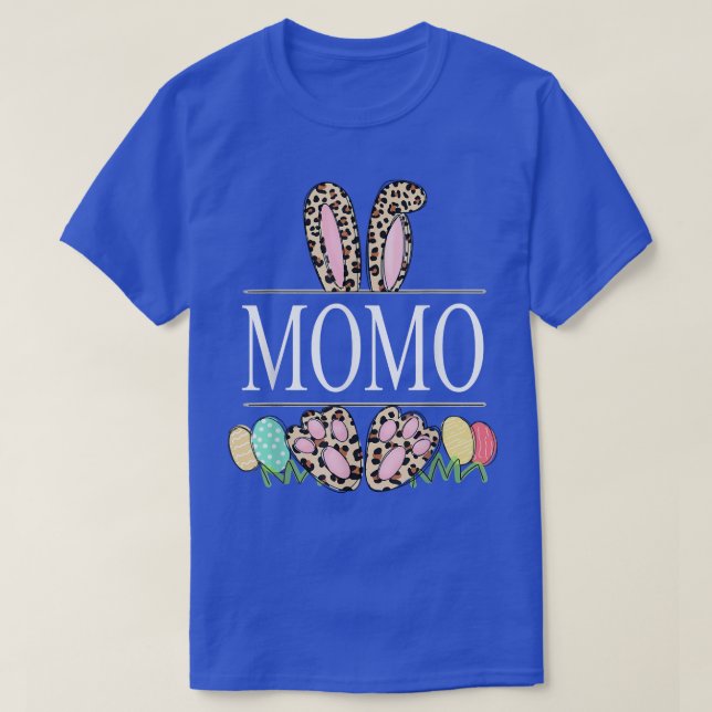 momo Bunny Leopard Grandma Påsk Day Rabbit Eggs  T Shirt (Design framsida)