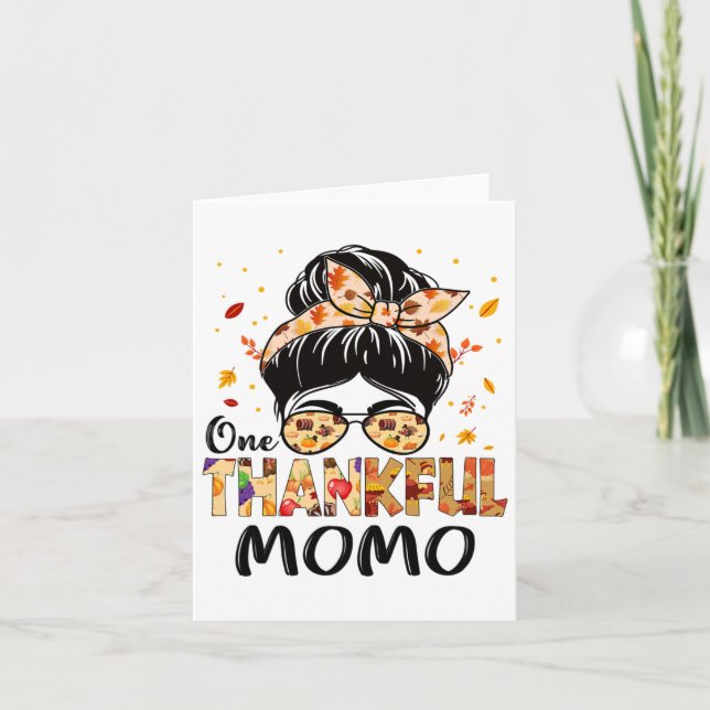Momo One Thankful Messy Bun Grandma Thanksgiving F Kort (Framsida)
