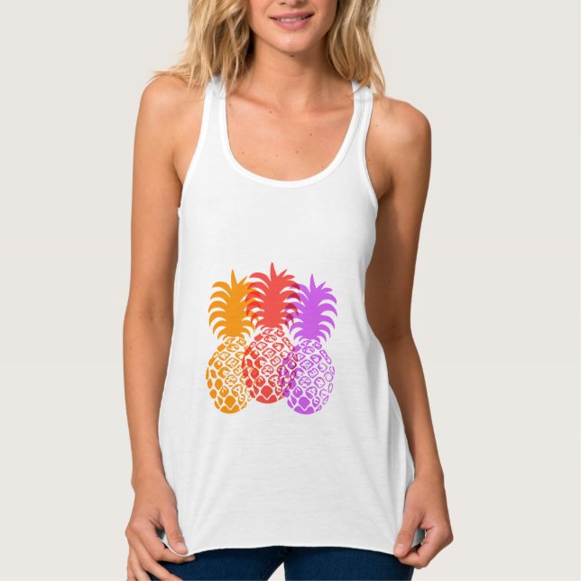 Momona Pineapple Hawaiian Tropical Linne Med Racerback (Framsida)