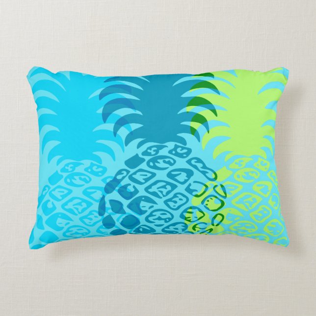Momona Pineapple Hawaiian Tropical Reversible Prydnadskudde (Framsidan)