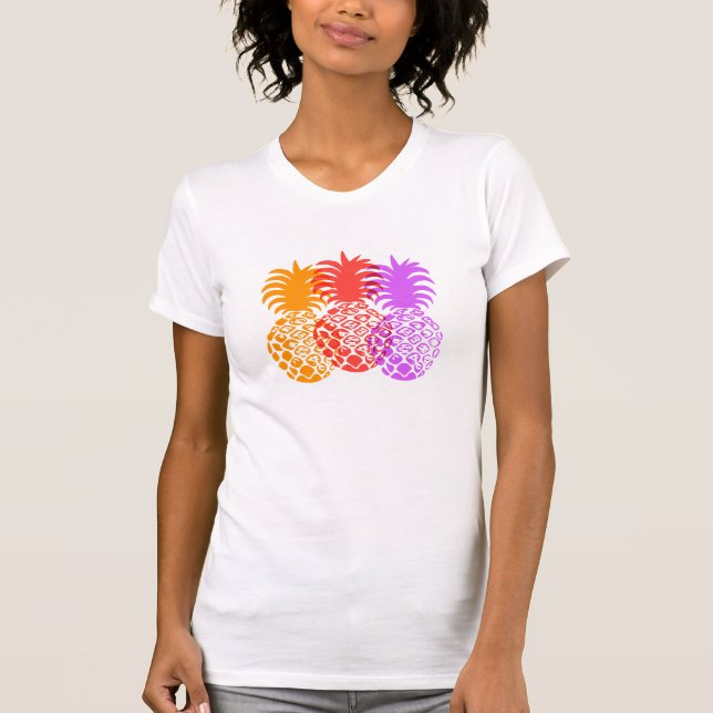 Momona Pineapple Hawaiian Tropical T Shirt (Framsida)