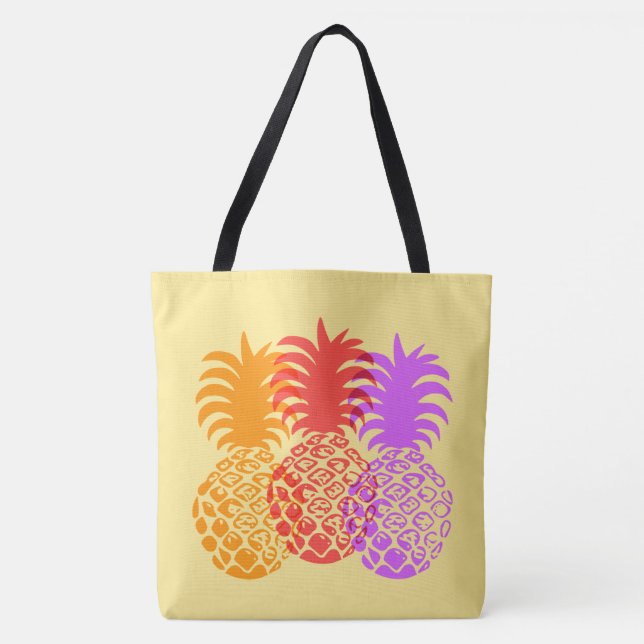 Momona Pineapple Tropical Trio Hawaiian Beach Bag Tygkasse (Framsida)
