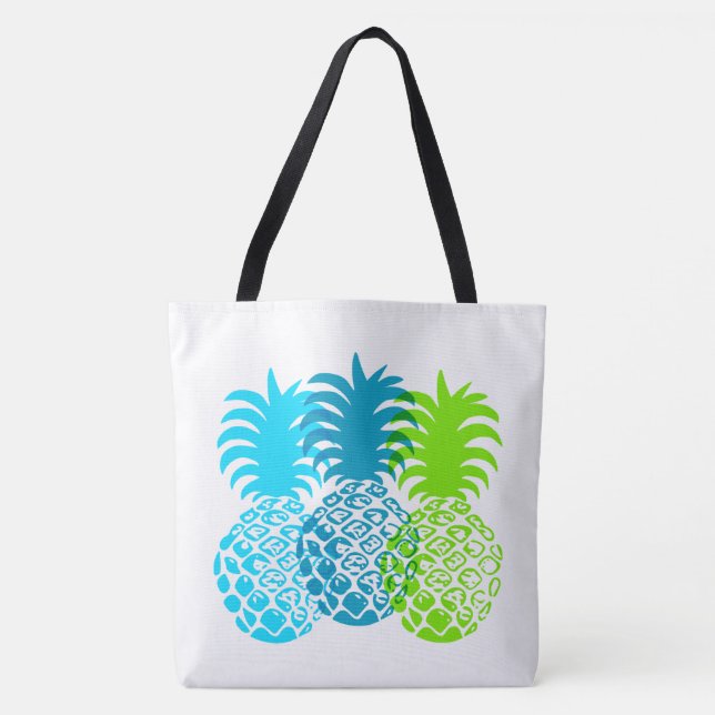 Momona Pineapple Tropical Trio Hawaiian Beach Bag Tygkasse (Framsida)