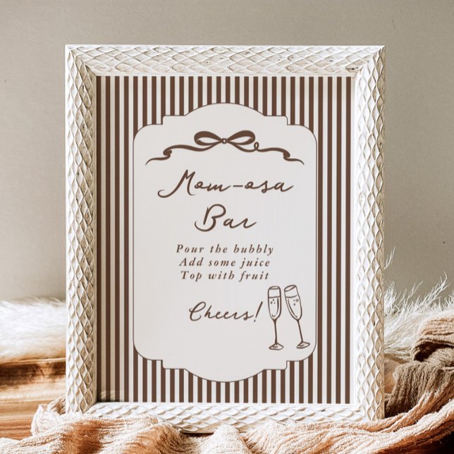 Momosa bar Bebe Cafe brown stripes Baby Shower Poster (Skapare uppladdad)