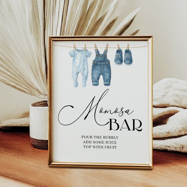 Momosa Bar Denim Blå Jean Baby Shower Skylt (Skapare uppladdad)
