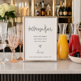 MOMosa Bar, Minimalistisk Baby Shower Dryckes Skyl Poster