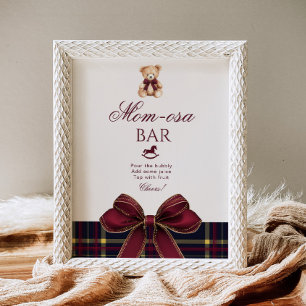 Momosa bar Röd Bow Teddy Bear Randig Poster