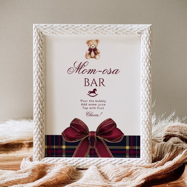 Momosa bar Röd Bow Teddy Bear Randig Poster (Skapare uppladdad)