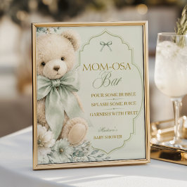 Momosa Bar skylt Sagegrön Teddybjörn