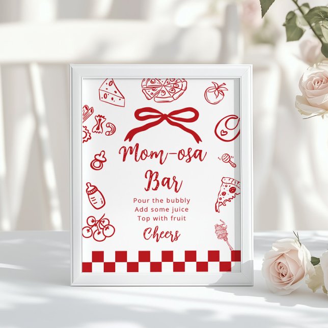 Momosa bar Whimsical Bow Italian Pizza Poster (Skapare uppladdad)