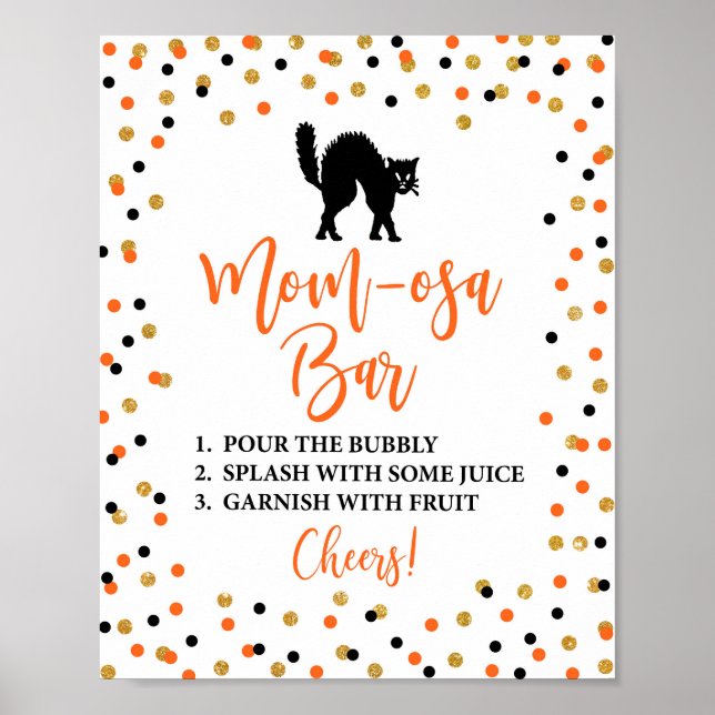 Momosa Pub Halloween Baby Shower-skylt Poster (Framsidan)