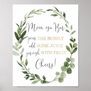 Momosa pub mimosa greenery guld babydusch poster