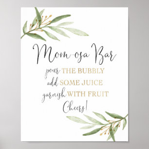 Momosa pub mimosa greenery guld babydusch poster