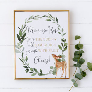 Momosa pub mimosa woodland hjort babydusch poster