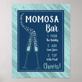 Momosa Pub Sign, Blue and Aqua Poster