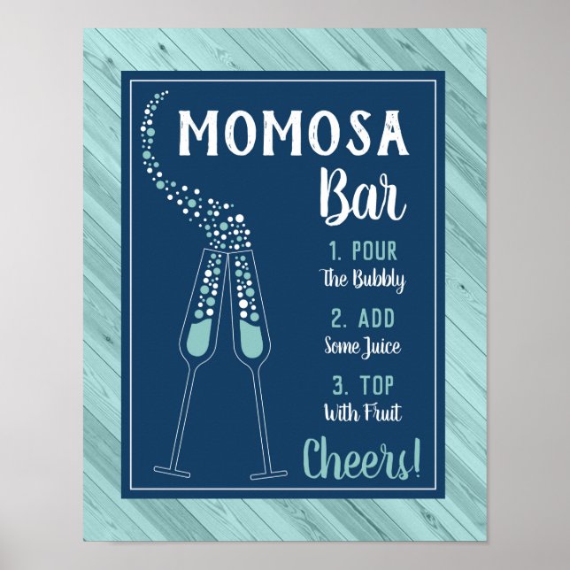 Momosa Pub Sign, Blue and Aqua Poster (Framsidan)