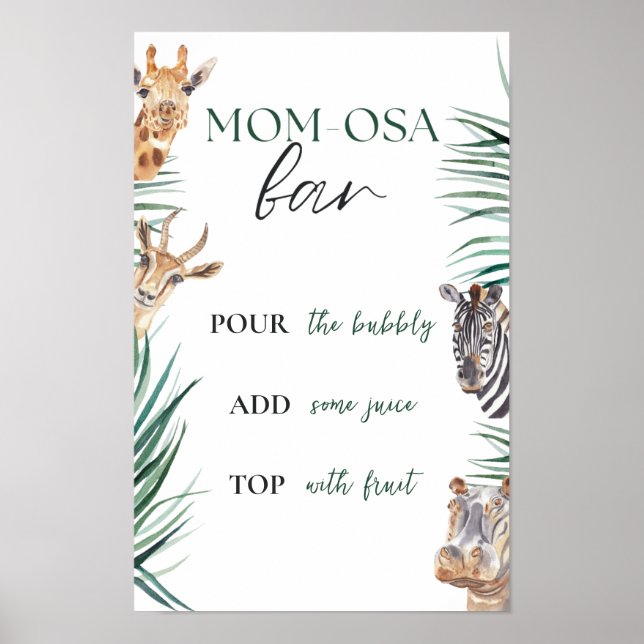 Momosa Pub Sign Safari Jungle Baby Shower Poster (Framsidan)