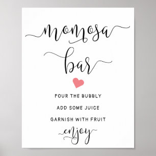 Momosa skriver Rosa Heart Baby Shower Juice Pub Poster