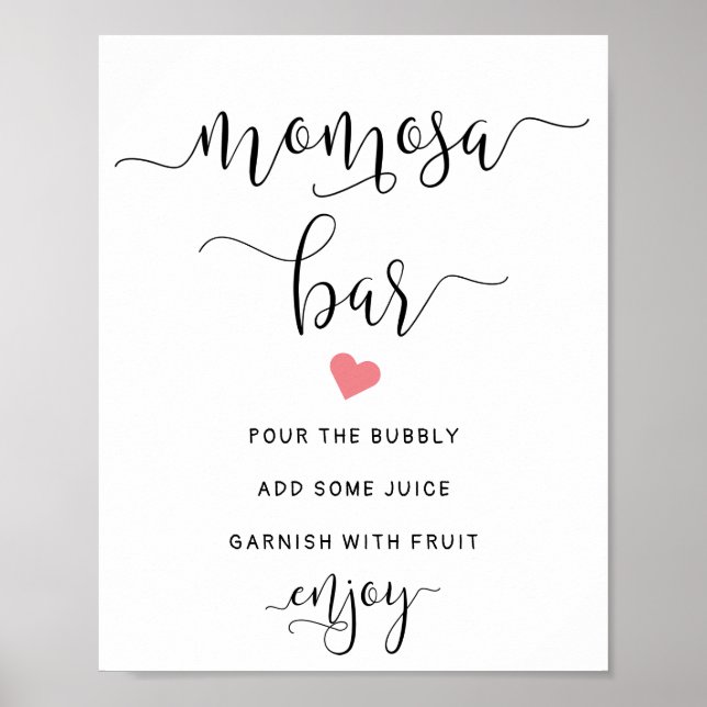 Momosa skriver Rosa Heart Baby Shower Juice Pub Poster (Framsidan)