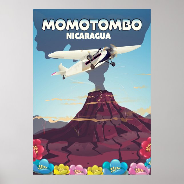 Momotombo Nicaragua-vulkanen färdas i tryck. Poster (Framsidan)